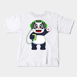 Panda Musician Headphone Music Kids T-Shirt